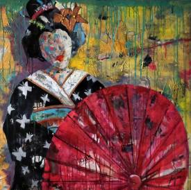 Josep POZO - SERIE-GEISHA-00028-100X100X4CM WOOD