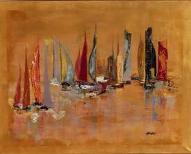 Dany PRUDHOMME - Les voiles au crépuscule 120x80 disponible