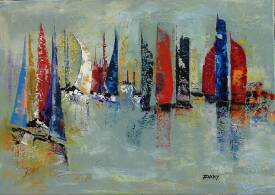 Dany PRUDHOMME - Les Voiles Grises70 X 50. vendu