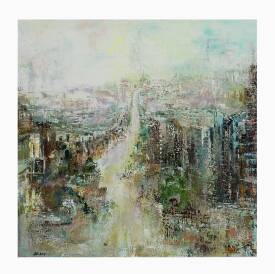 Dany PRUDHOMME - HAUT DE LA COLLINE  80X80.JPG disponible premier prix de peinture au Palais de congrès de la Roque des Albères pou l'exposition de" rêve de gosse "organisé par le  L ions club 2023""rêve de gosse"