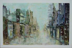 Dany PRUDHOMME - BELVILLE 120 x 80.JPG vendu Prix de la ville 2017 de St Genis des Fontaines a u  20 iéme Symposion d'Art organisé par le L,ions Club