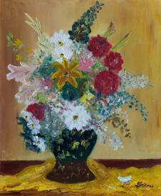 Jean Marc RIVES - BOUQUET AU VASE BLEU