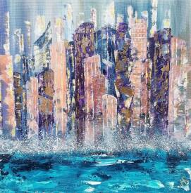 Anne ROBIN - Pink and purple petit format peinture acrylique