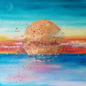 Anne ROBIN - Big sun in Brittany peinture acrylique feuille cuivrée