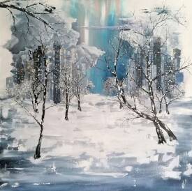 Anne ROBIN - Nuages givrés grand format peinture acrylique