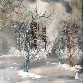 Anne ROBIN - Ciel d'hiver peinture acrylique sur plexiglas