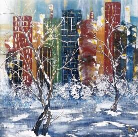 Anne ROBIN - Les couleurs de l'hiver peinture acrylique