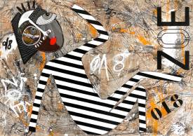  RogerM - 2021 - ZOE - 92 x 65 cm - Acrylique sur toile avec collages et graffitis