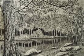 Jean-Yves SAINT LEZER - Au bord du lac.