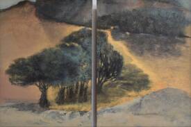 Sabine SAMÉLÉ - Descendre à l'ombre de quelques arbres .  Acrylique sur toile diptyque 80x120- Disponible-                    120 (3).jpg