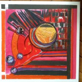 Lydia SAMMARTIN - Comete rouge 50 x 50  huile sur toile   250 eur