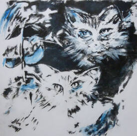 Michèle Esther SAVOYE - SAVOYE_Chat double du Cheshire (50x50) mixte.JPG