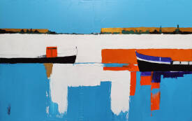 Virginie SCHROEDER - PENICHES SUR LE CANAL 116X73 ACRYL.jpg