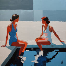 Virginie SCHROEDER - CONVERSATION A LA PISCINE 80X80 ACRYL.jpg