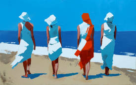 Virginie SCHROEDER - QUATRE FILLES A L'OCEAN  ACRYL 116X73.jpg
