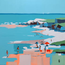 Virginie SCHROEDER - CRIQUE AUX PARASOLS 60X60 CM ACRYL.jpg