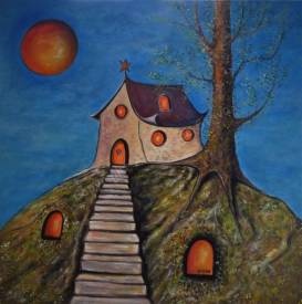 Brigitte Conan - STEVA - La chapelle ou le grand escalier 60x60 cm. Acrylique