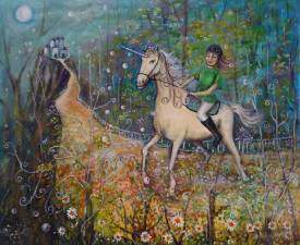 Brigitte Conan - STEVA - La licorne et la cavalière. 46x38 cm.JPG