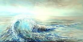 Irène Pouvreau - SYRÈNE - 40x80-Acryl. Vague bleue azur