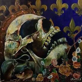 Stéphane TEXEREAU - 2025 Royale Vanité techniques Mixtes sur toile sur chassis 100x100cm.jpg