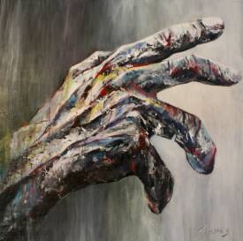 Stéphane TEXEREAU - 2015 HELP ME techniques mixtes sur toile 100x100cm.JPG