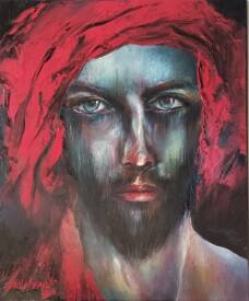 Stéphane TEXEREAU - 2023 Portrait au turban rouge huile sur toile 50x73cm.jpg