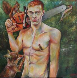 Stéphane TEXEREAU - 2021 D'arbres , tu ne couperas pas techniques mixtes sur toile 80x80cm.JPG