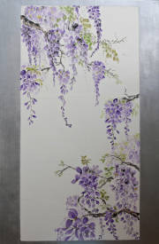 Martine THIBAUD - ULTRA VIOLET N°1-Encre de Chine et encres de couleur irrisées sur papier Xuan marouflé sur toile-encadrement peint patiné argent-96X146-2018.jpg