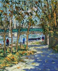 Félix TROST - Promeneurs a Bouchemaine 55 x 46.JPG