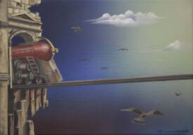 Thierry VAN QUICKENBORNE - Au-delà, Huile & Acrylique sur toile 22 x 16 cm