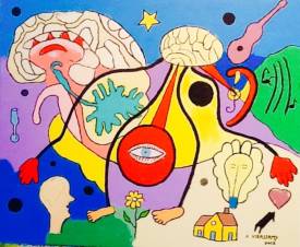 Alex VIRASSAMY - Le cerveau ( huile sur toile) 60x51