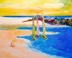 Alex VIRASSAMY - La plage(huile /toile 61x50)