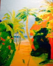 Alex VIRASSAMY - Le chemin de la plage ( huile sur toile 73x92)