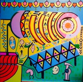 Alex VIRASSAMY - Radar( huile sur toile) (100x100)