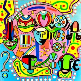 Alex VIRASSAMY - L’interrogation ( huile sur toile) 80x80