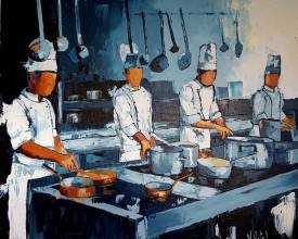 Nadine VITEL - Coup de feu en cuisine!      100x81