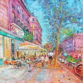 Raluca VULCAN - 2__R.VULCAN__Paris__'NOCTURNE-CAFE-DE-FLORE' - (35.4 x 35.4 inches).jpg