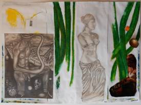 Sylvain ZABETH - 2020. Paris.Titre ( Venus ).Technique mixte. Sur papier. Crayon, Acrylique. Pastel 68 X50 cm.jpg