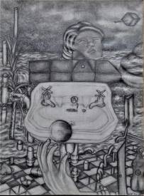 Sylvain ZABETH - 1981 UK'London bathroom sink'bathroom' crayon sur  papier 24x32cm.jpg