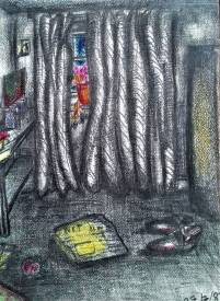 Sylvain ZABETH - 1981 UK 'Londre. chambre 'Pastel grasse, Crayon sur  papier 24x32cm.jpg