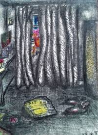 Sylvain ZABETH - 1981 UK 'Londre. chambre 'Pastel grasse, Crayon sur  papier 24x32cm.jpg