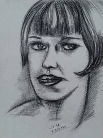 Sylvain ZABETH - 1979 'louise brooks ' etude crayons mine charbon sur  papier 24x32cm.jpg