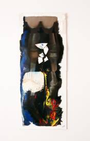 Sylvain ZABETH - 1988 New-York usa' East River vie' assemblage d'objets divers collés, dessin crayon et craie sur carton, peinture acrylique 100x38cm.jpg
