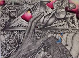 Sylvain ZABETH - 1983 'La pomme' Pastel grasse, crayon sur  papier 24x32cm.jpg