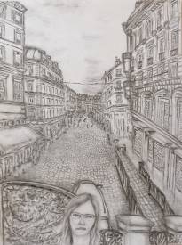 Sylvain ZABETH - 2023. Paris. Croquis sur papier. Titre (Il est cinq heures, Paris s’éveille) Technique crayon Pierre noir. 24x32cm.jpg