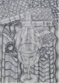Sylvain ZABETH - 1979 'Vasque à eau et verre'crayon sur  papier 24x32cm (3).jpg