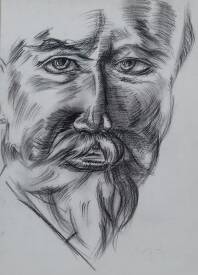Sylvain ZABETH - 1979 6)              'étude 'crayons mine charbon sur papier 24x32cm (moustache à la Poincaré).jpg