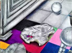 Sylvain ZABETH - 1981 17)' meuble de l'aïeul de bois d'Amont 'Pastel grasse et crayon sur papier 24x32cm.jpg