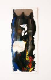 Sylvain ZABETH - 15)1988 New-York USA' East River vie' assemblage d'objets divers collés, dessin crayon et craie sur carton, peinture acrylique 100x38cm.jpg