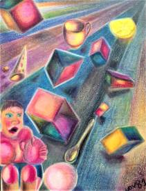 Sylvain ZABETH - 1981 'Objet suspendus'Pastel grasse sur  papier 24x32cm.jpg